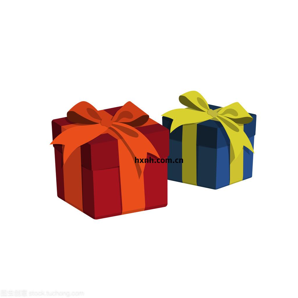 在(zai)卡(ka)通風(feng)格(ge)的禮(li)品(pin)盒(he)。紅色(se)和(he)藍(lan)色(se)的禮(li)物(wu)上(shang)白色孤(gu)立